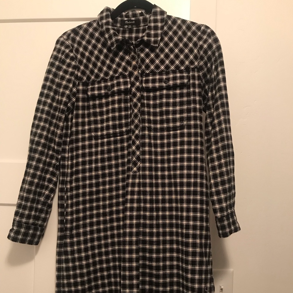Madewell Black and White Plaid Dress